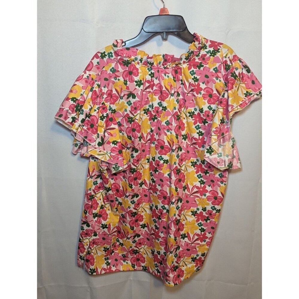 Kaktus Women's Floral Spring Colored Short Sleeve Blouse Size XXL - Picture 9 of 13
